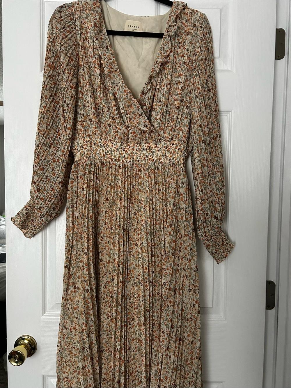 Sezane Floral Pleated Midi 'Tal' Dress in Size FR40/US8 - Picture 2 of 10